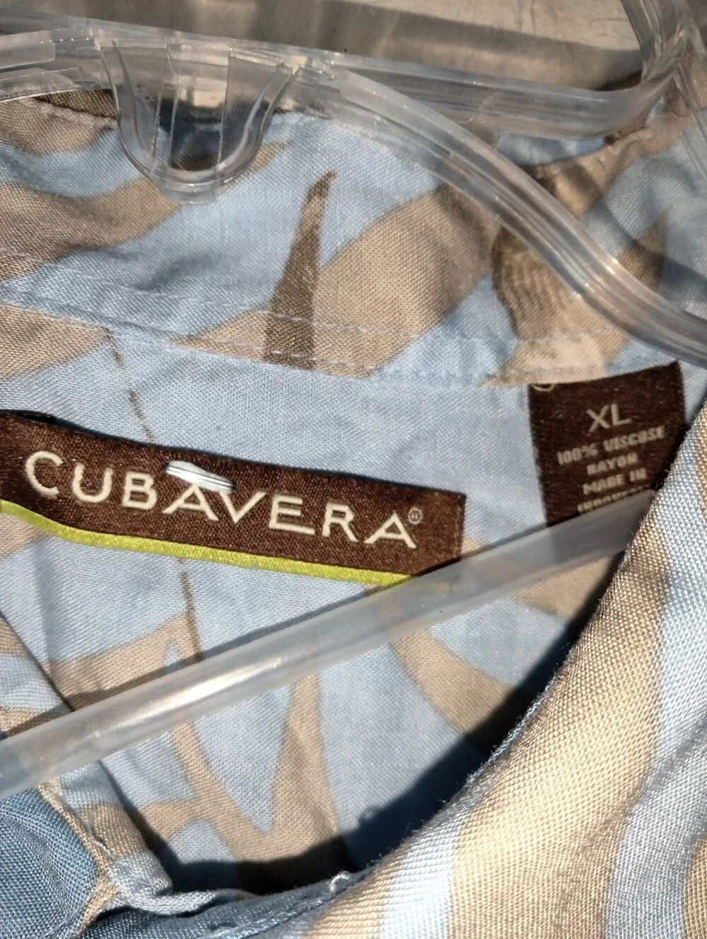 Cubavera (Size XL) Multicolored Tropical Leaf Viscose Blend Button Down SS Shirt - Picture 2 of 11